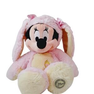 Disney Store Minnie Mouse Easter Bunny Rabbit Plush Pink 14"